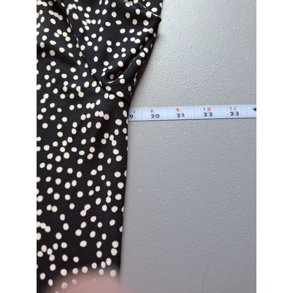 Talbots Wrap Top Stretch Blouse XS Black White Polka Dot Career Classic - Picture 6 of 8
